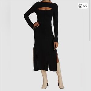 BRAND NEW Philip Lim 3.1 Black Long Sleeve Double Face Wool Knitted Dress in M